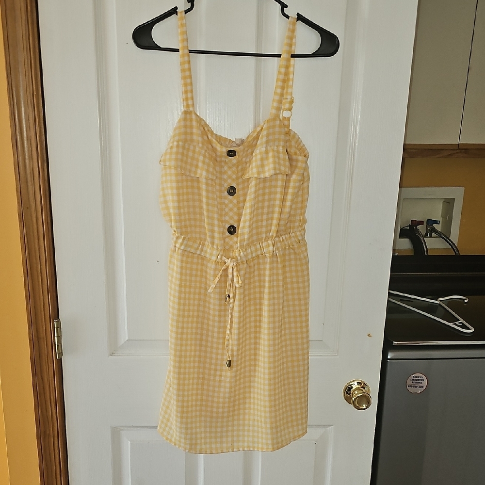 Blush Yellow And White Ginerham Sundress